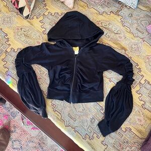 Kucoon Ruched Sleeve Crop Hoodie S/M